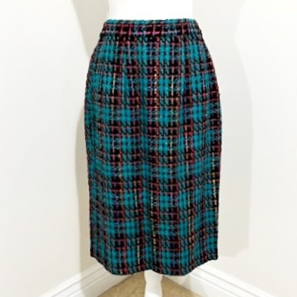 Doncaster Dresses & Skirts - Vintage Doncaster Silks 100% Silk Plaid Midi A-Line Skirt